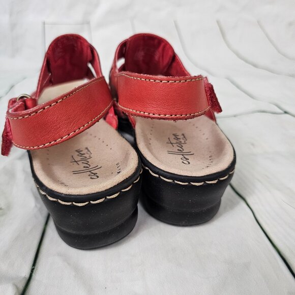CLARKS Collection Ultimate Comfort Lexi Qwin Cutout Leather Sandals~Size 6.5 - Picture 6 of 7